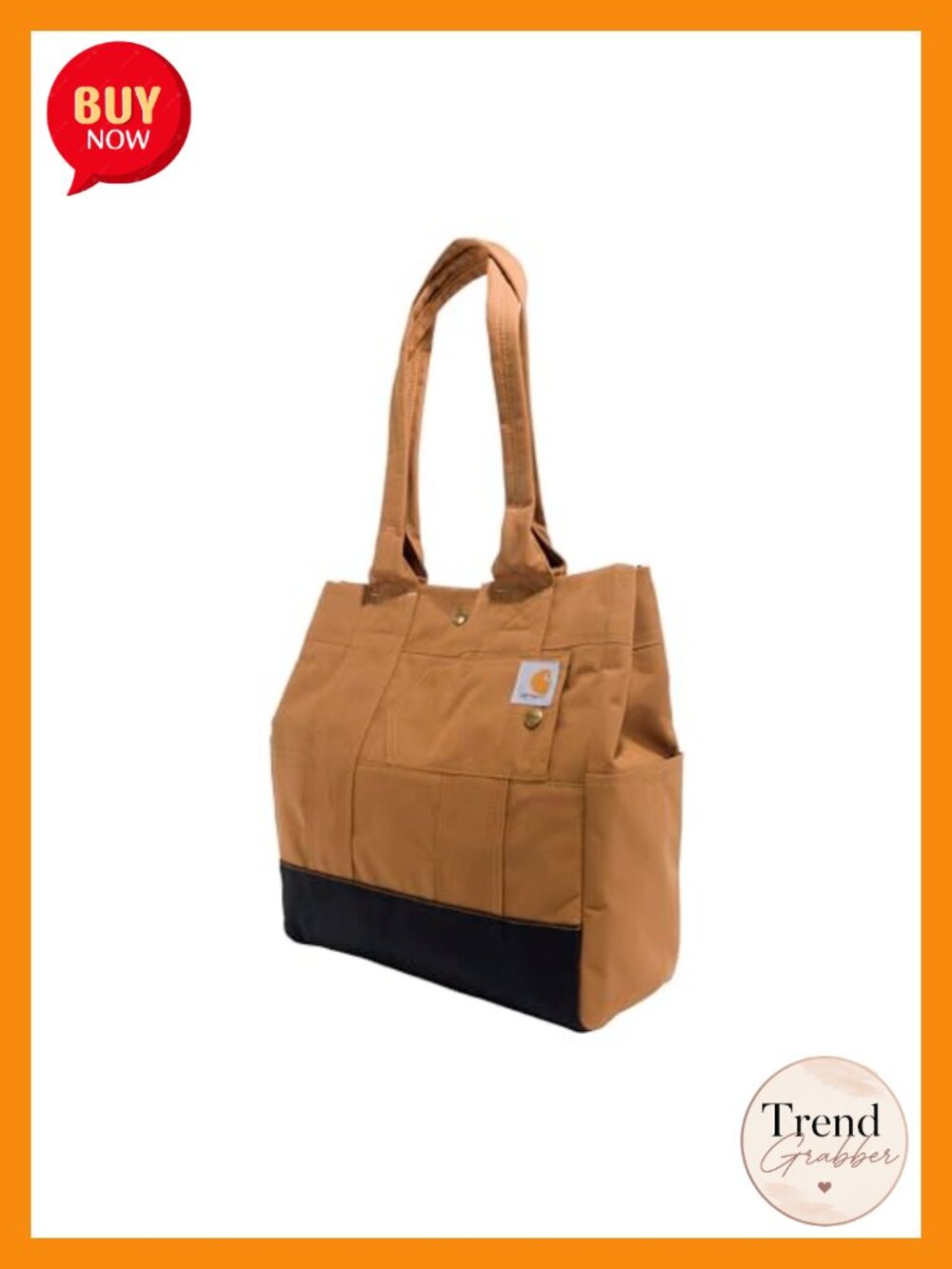 Durable Water Resistant Tote Bag with Snap Closure